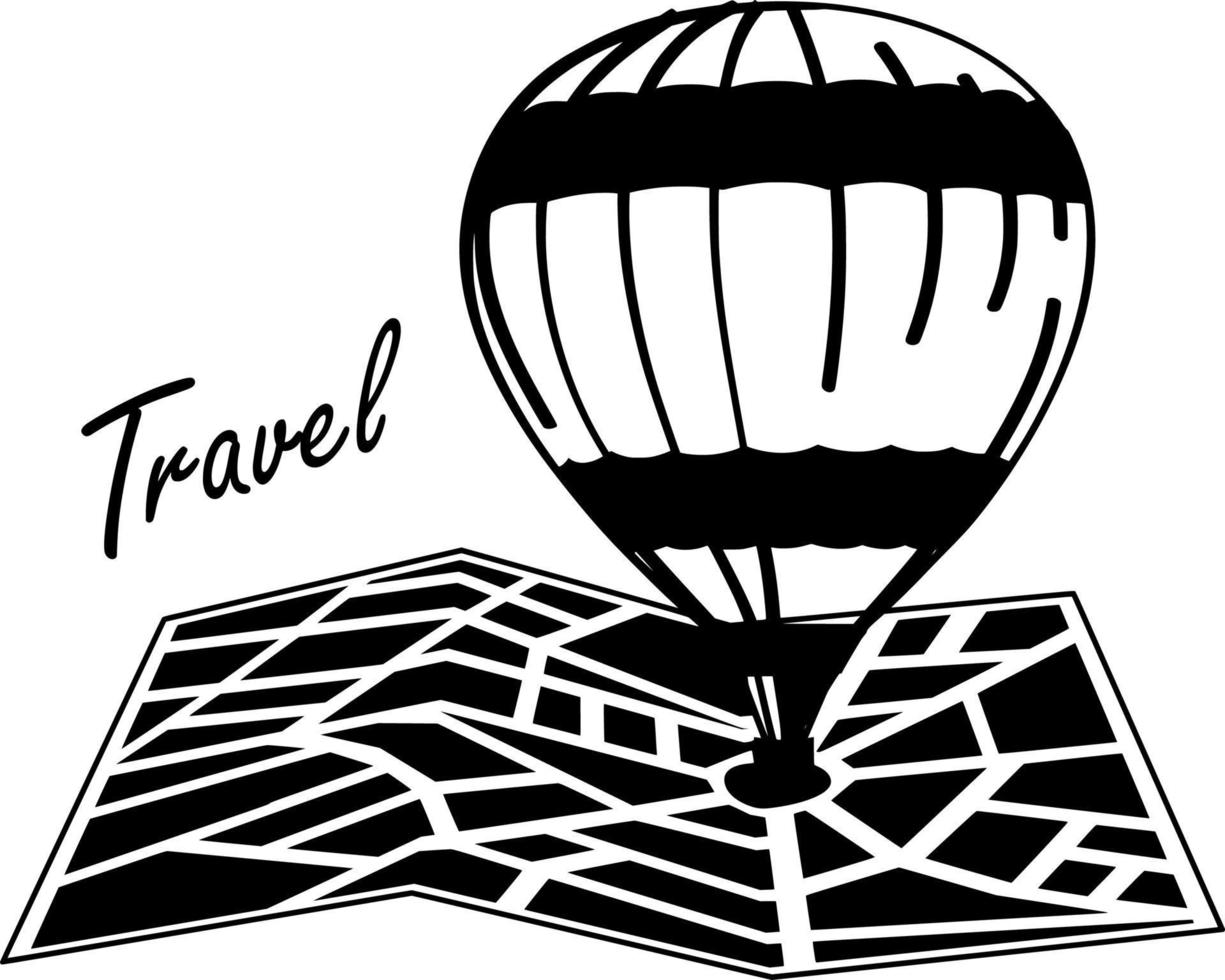 black and white balloon on map .Design style vector