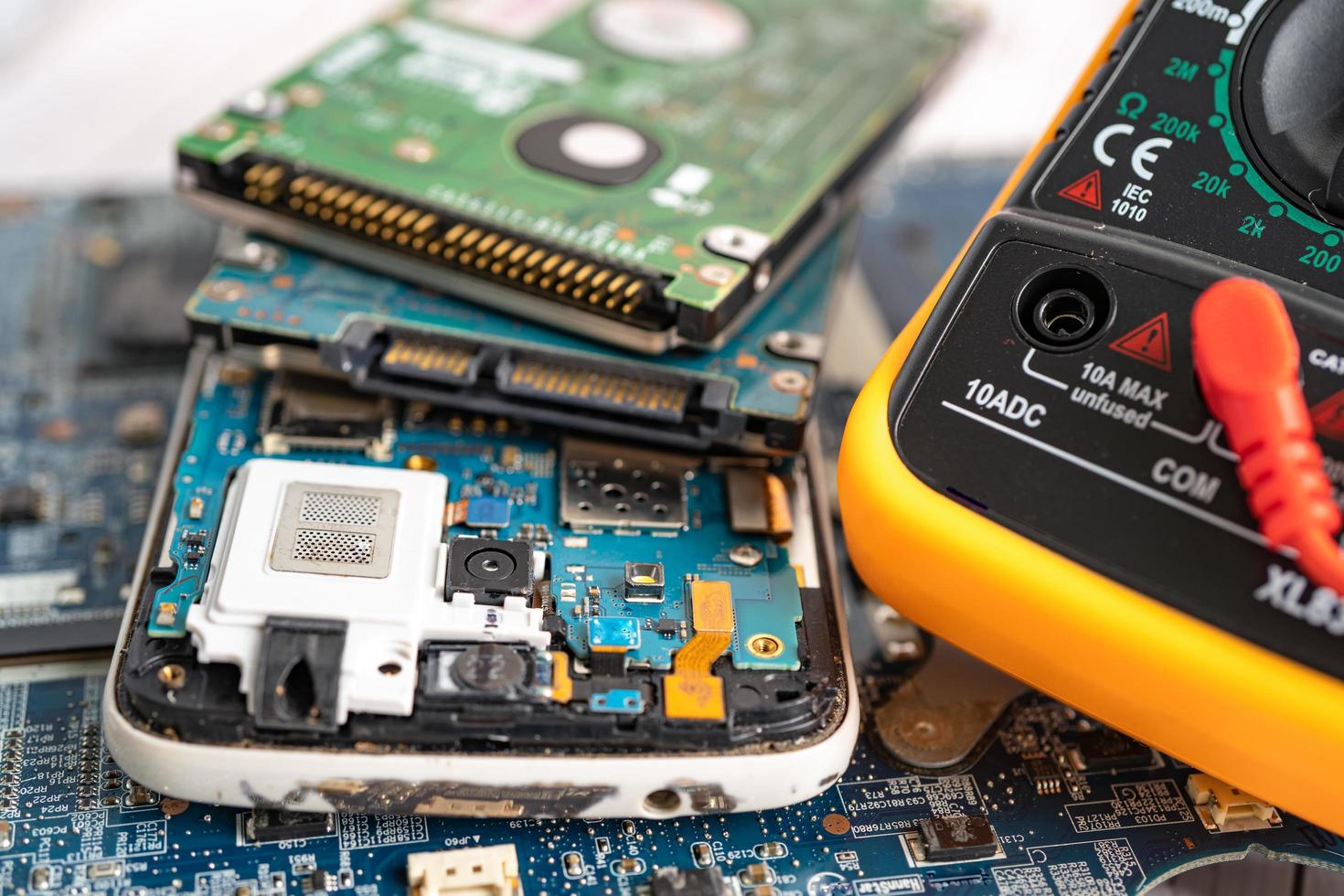micro circuit main board computer electronic technology, hardware, mobile phone, upgrade, cleaning concept. photo