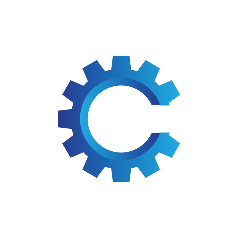 Letter C Gear Logo Vector Design