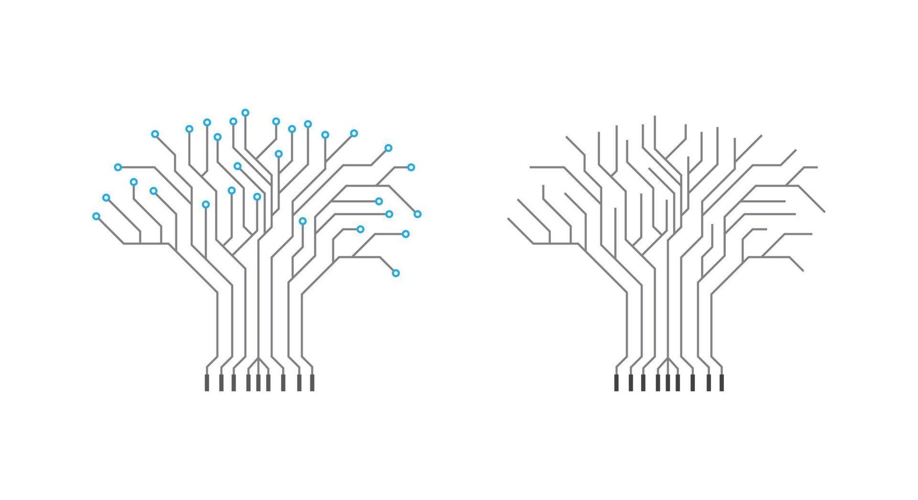 silueta de árbol de circuito abstracto. elemento de diseño de tecnología. ilustración común. vector