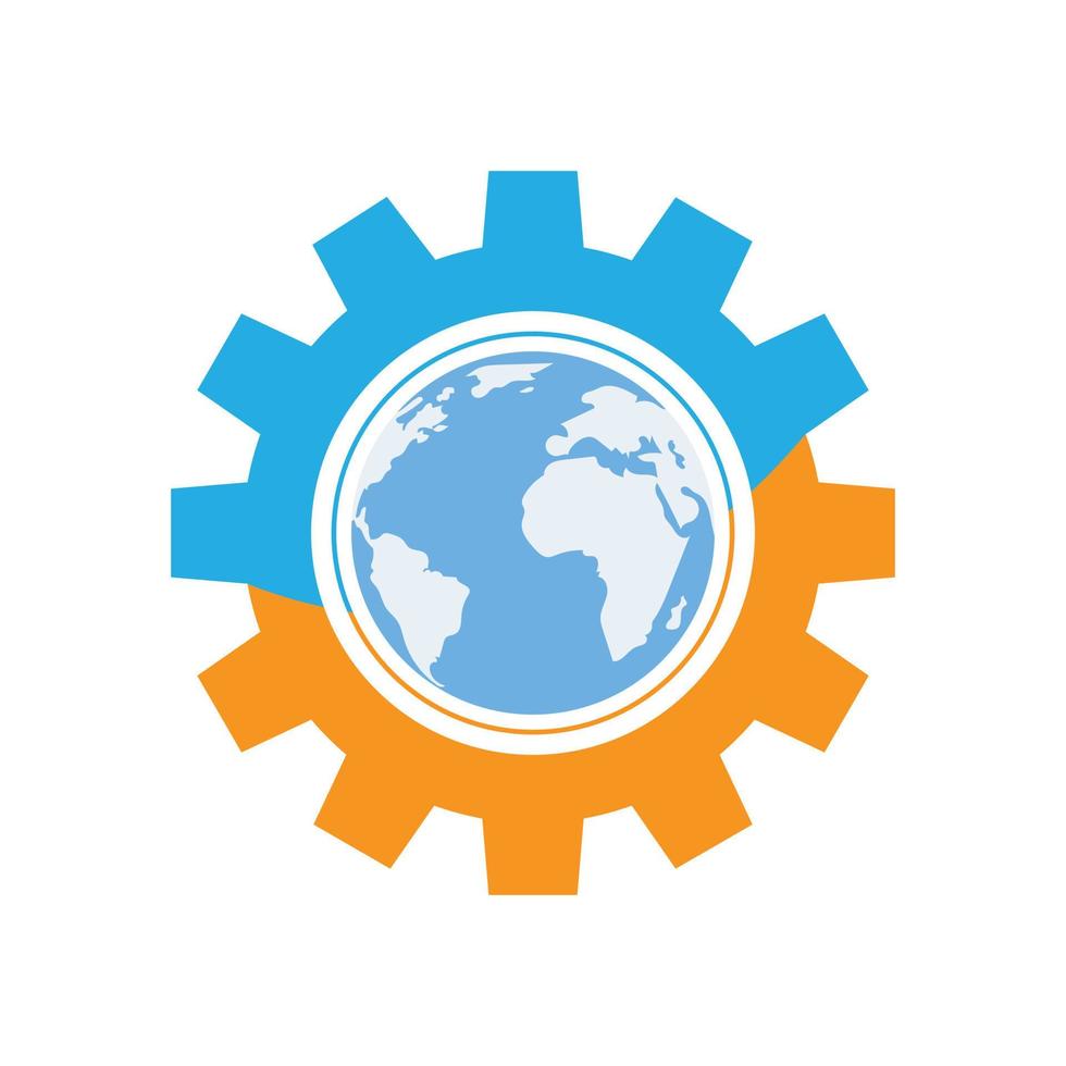 Gear Logo With Globe Icon vector