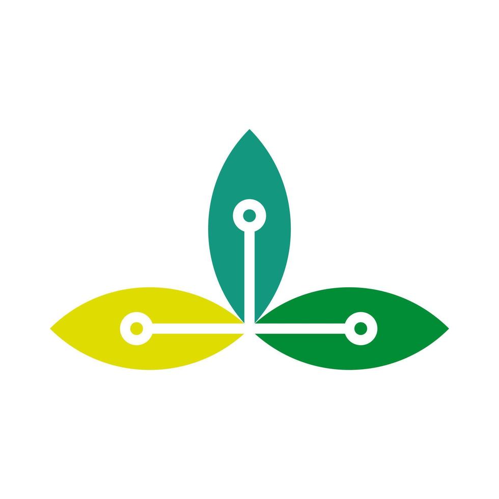 Technology leaf icon. Vector tech leaf logo.