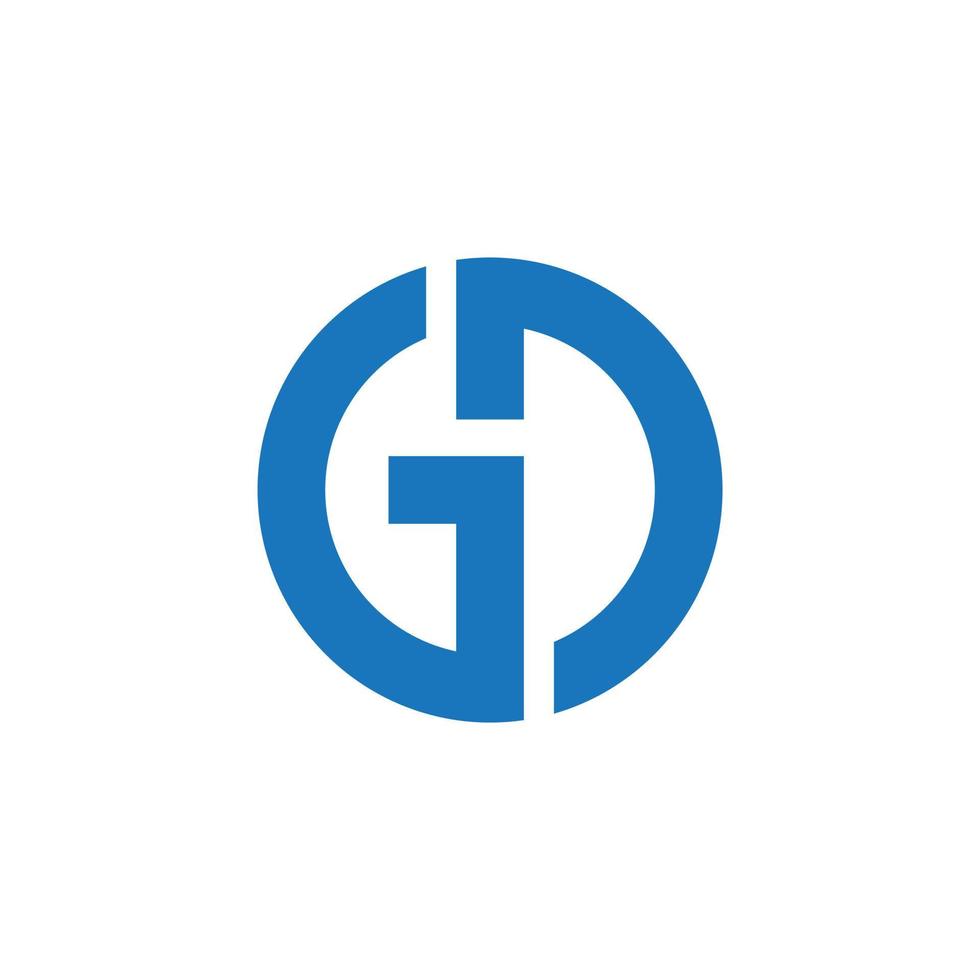 Circular shape connected stylish blue GD DG G D initial based icon logo vector