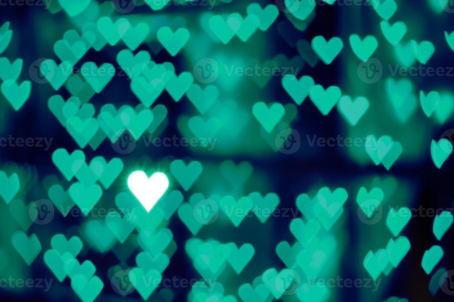 Green Teal Cyan heart bokeh abstract background photo