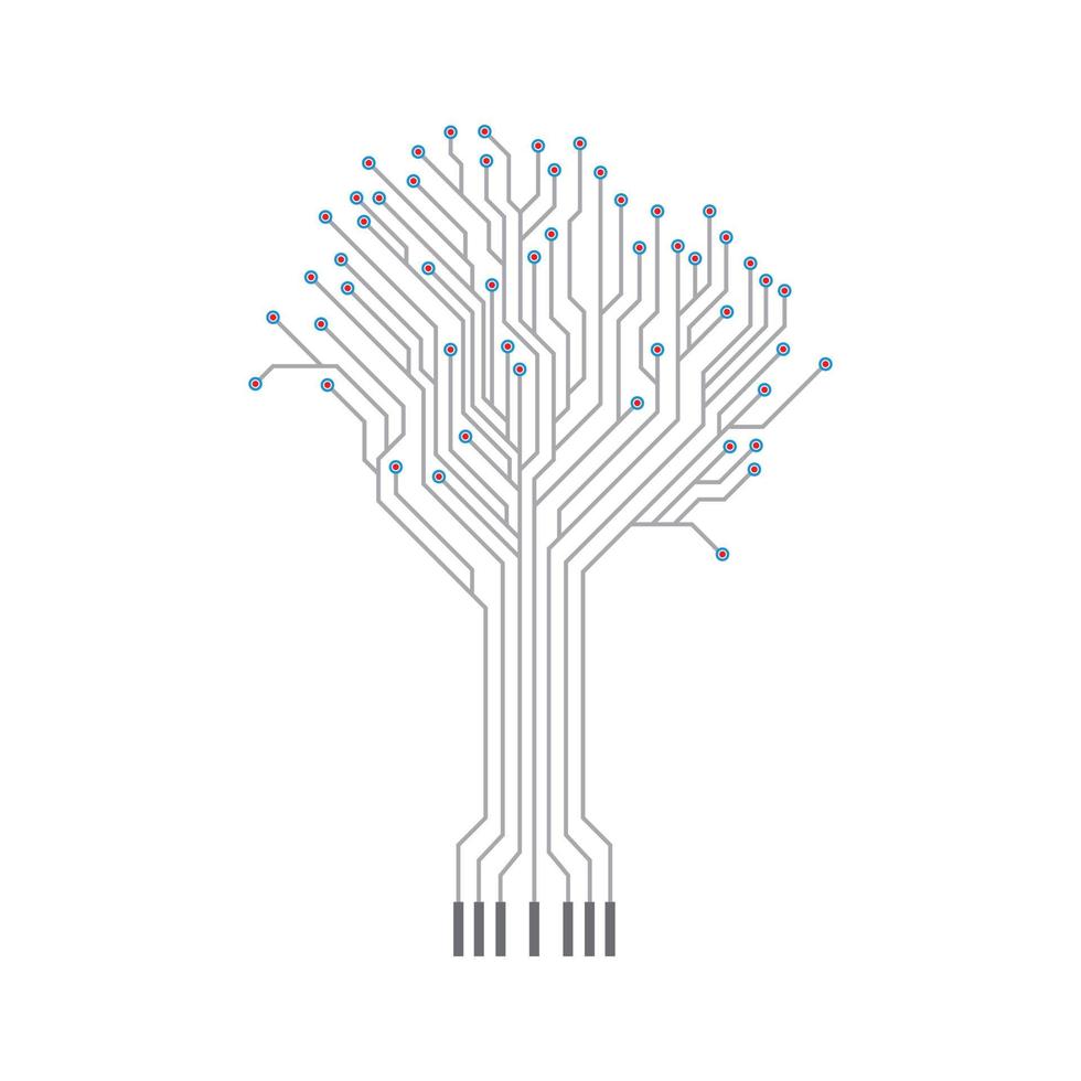 silueta de árbol de circuito abstracto. elemento de diseño de tecnología. ilustración común. vector