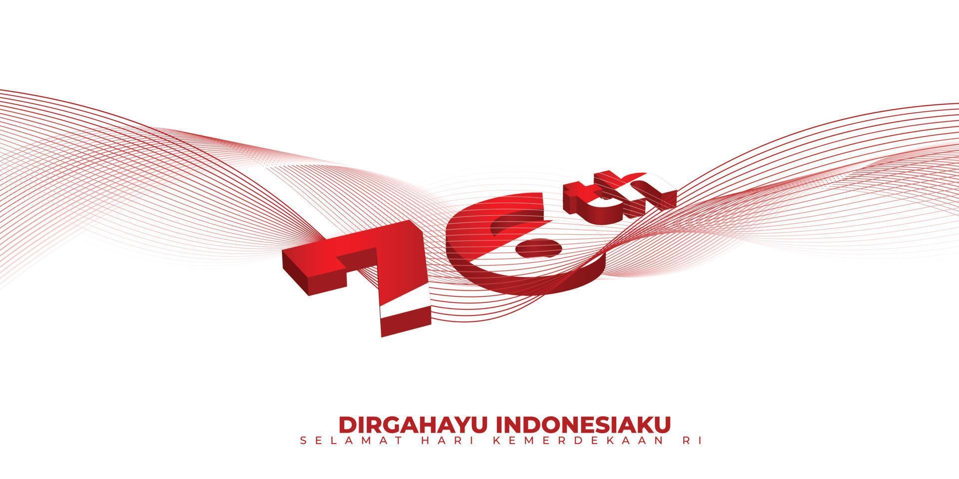 día de la independencia de indonesia con tipografía número 76 para la 76ª independencia de indonesia. vector