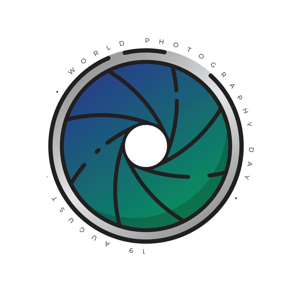 Green Blue Camera Shutter with outline design vector