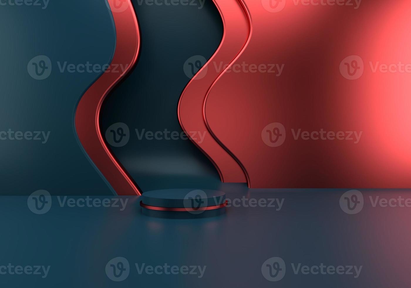 Podium use for product presentation. Abstract wave background. 3d rendering - illustration. photo