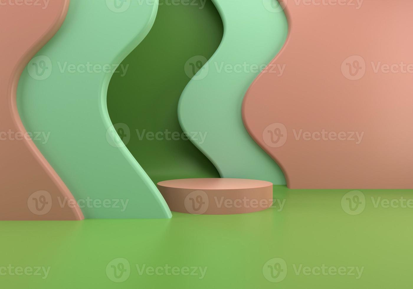 Podium use for product presentation. Abstract wave background. 3d rendering - illustration. photo