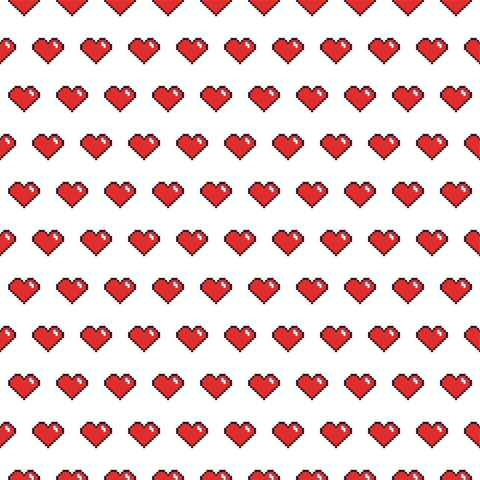 Vector seamless pattern of hearts. Pixel background. Love. Valentines Day.