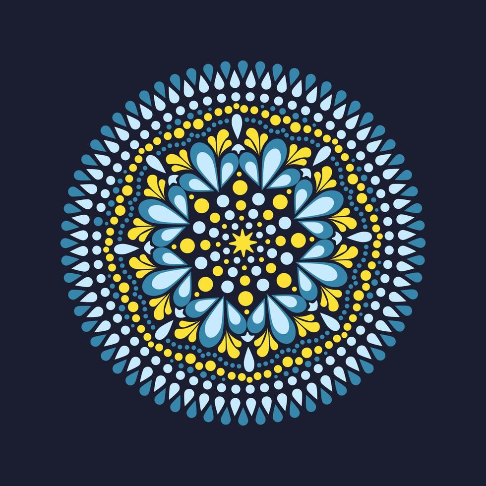 la pintura de puntos se encuentra con los mandalas. estilo aborigen de pintura de puntos y poder de mandala. flor decorativa vector