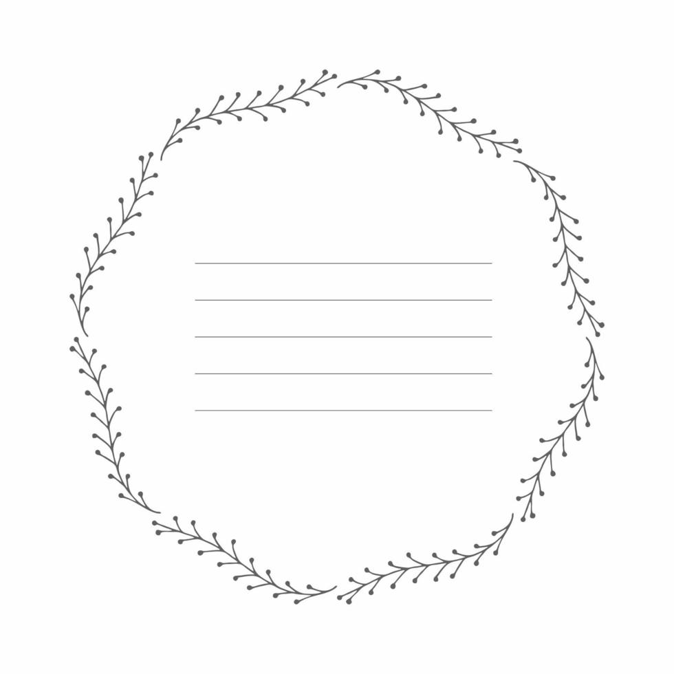 Natural vector frame. Contour linear branch. Template for greeting card, invitation, poster