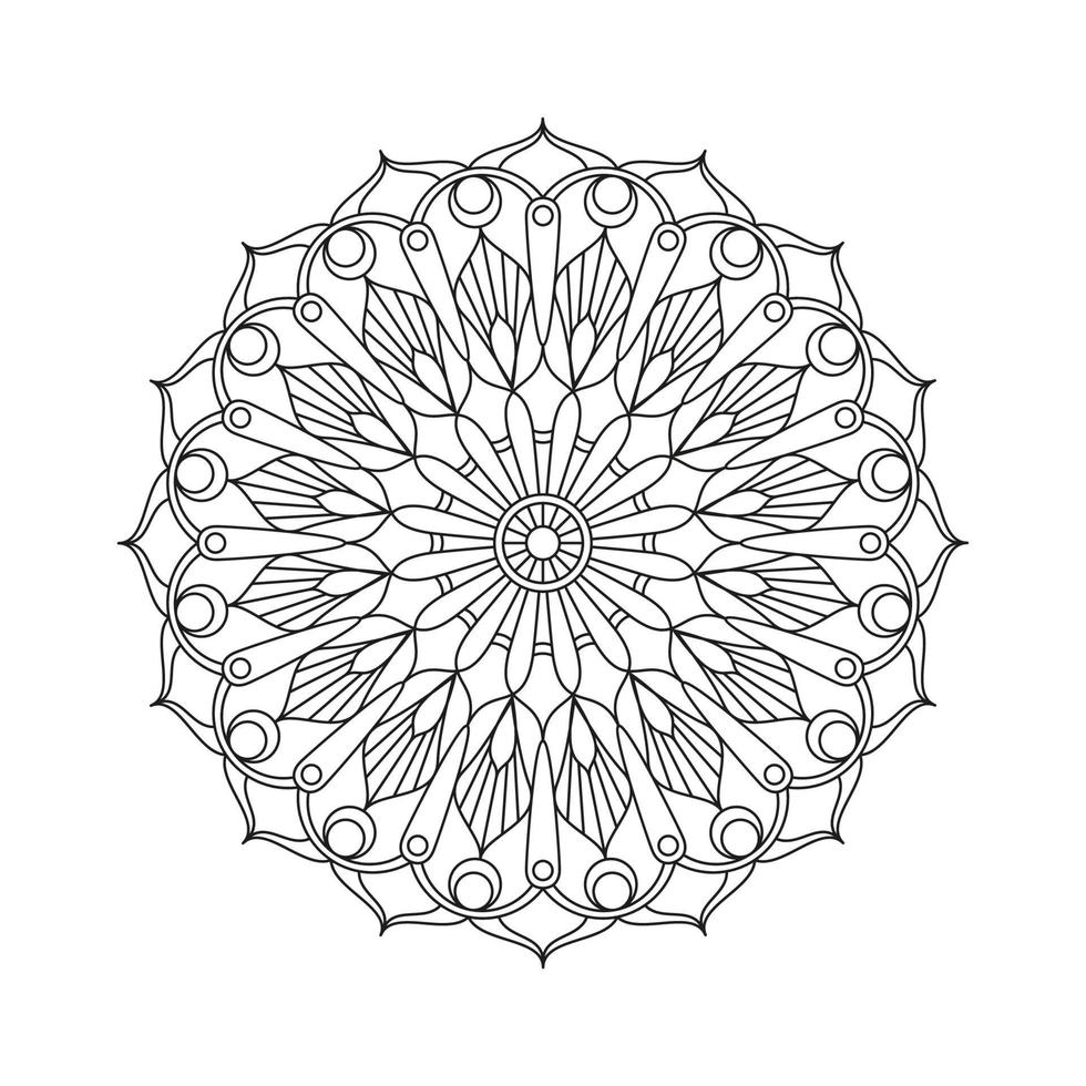 Mandala line vector. A symmetrical round monochrome ornament. Coloring vector