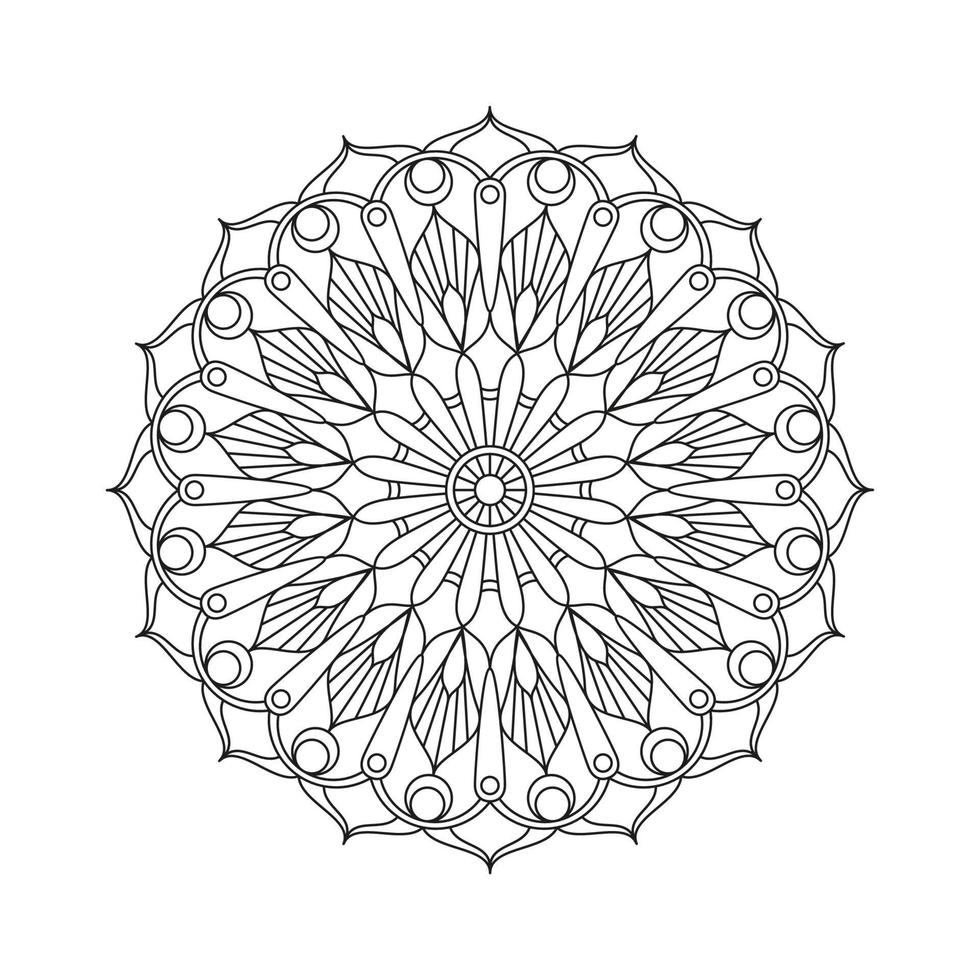 vector de línea de mandala. un adorno monocromático redondo simétrico. colorante