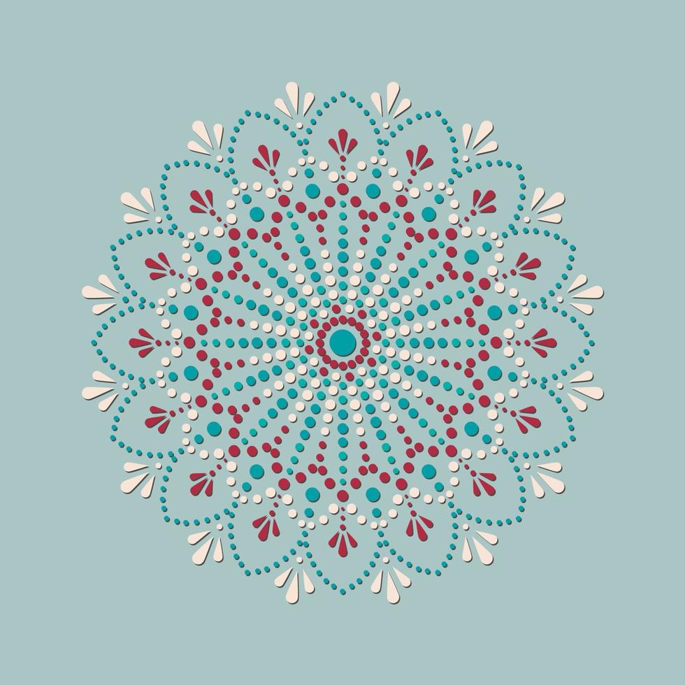 Dot painting meets mandalas. Aboriginal style of dot painting and power of mandala. Decorative flower vector