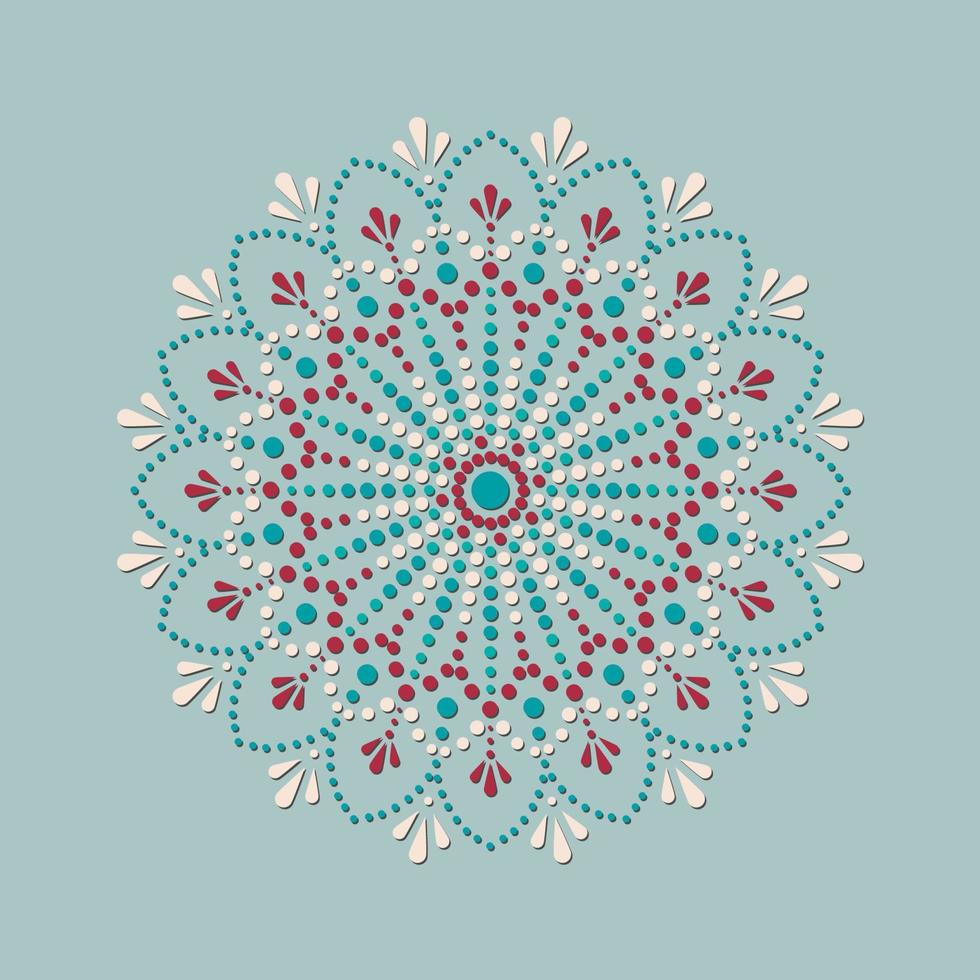 la pintura de puntos se encuentra con los mandalas. estilo aborigen de pintura de puntos y poder de mandala. flor decorativa vector