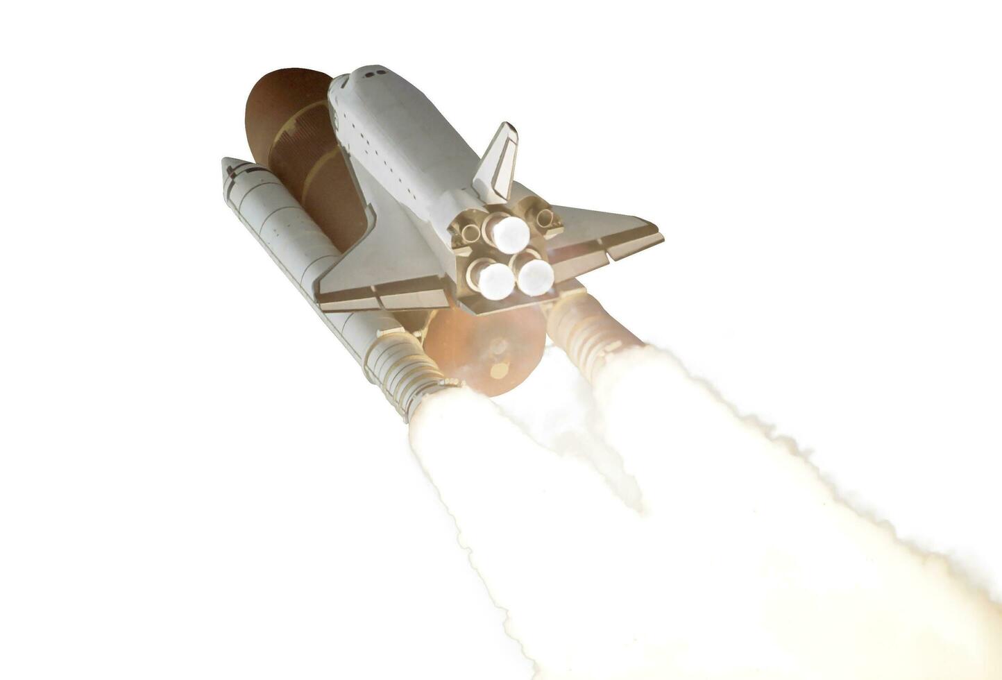 transbordador espacial aislado sobre fondo blanco con trazado de recorte. elementos de esta imagen proporcionada por la nasa. foto