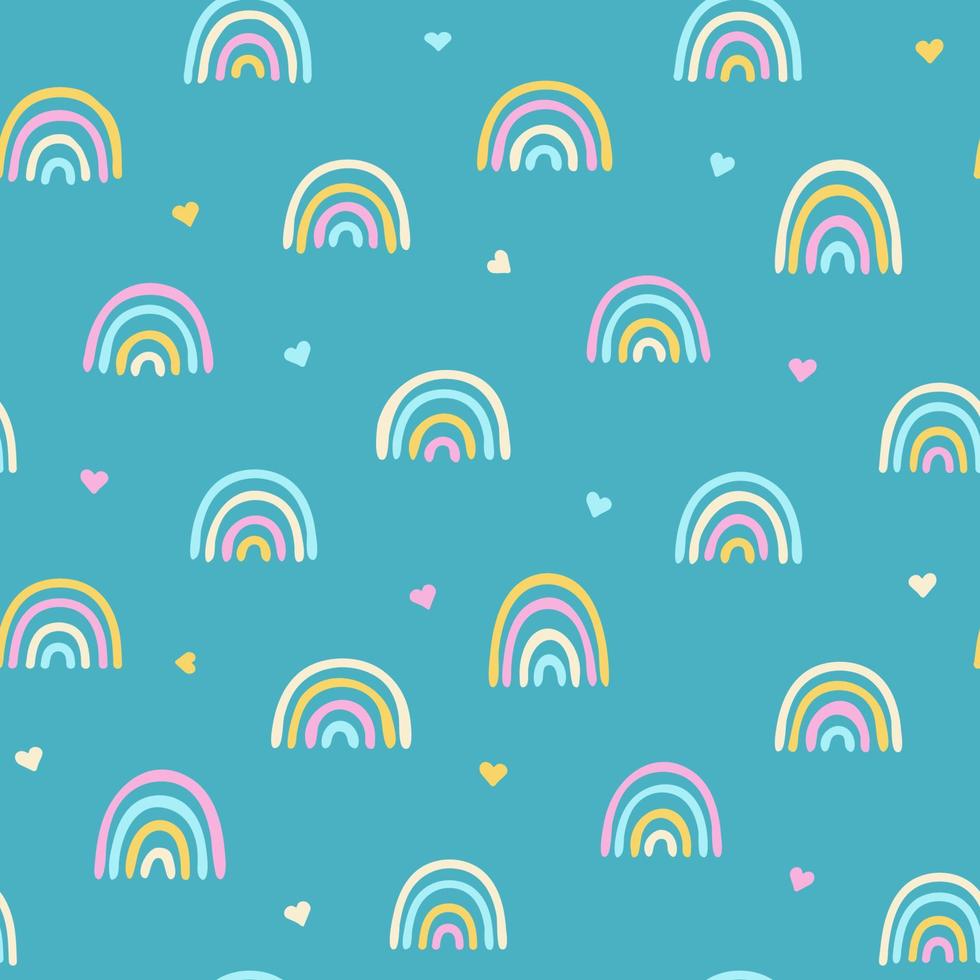 Colored baby seamless pattern with cute rainbows. Creative vector background for fabric, textile, baby wallpaper.