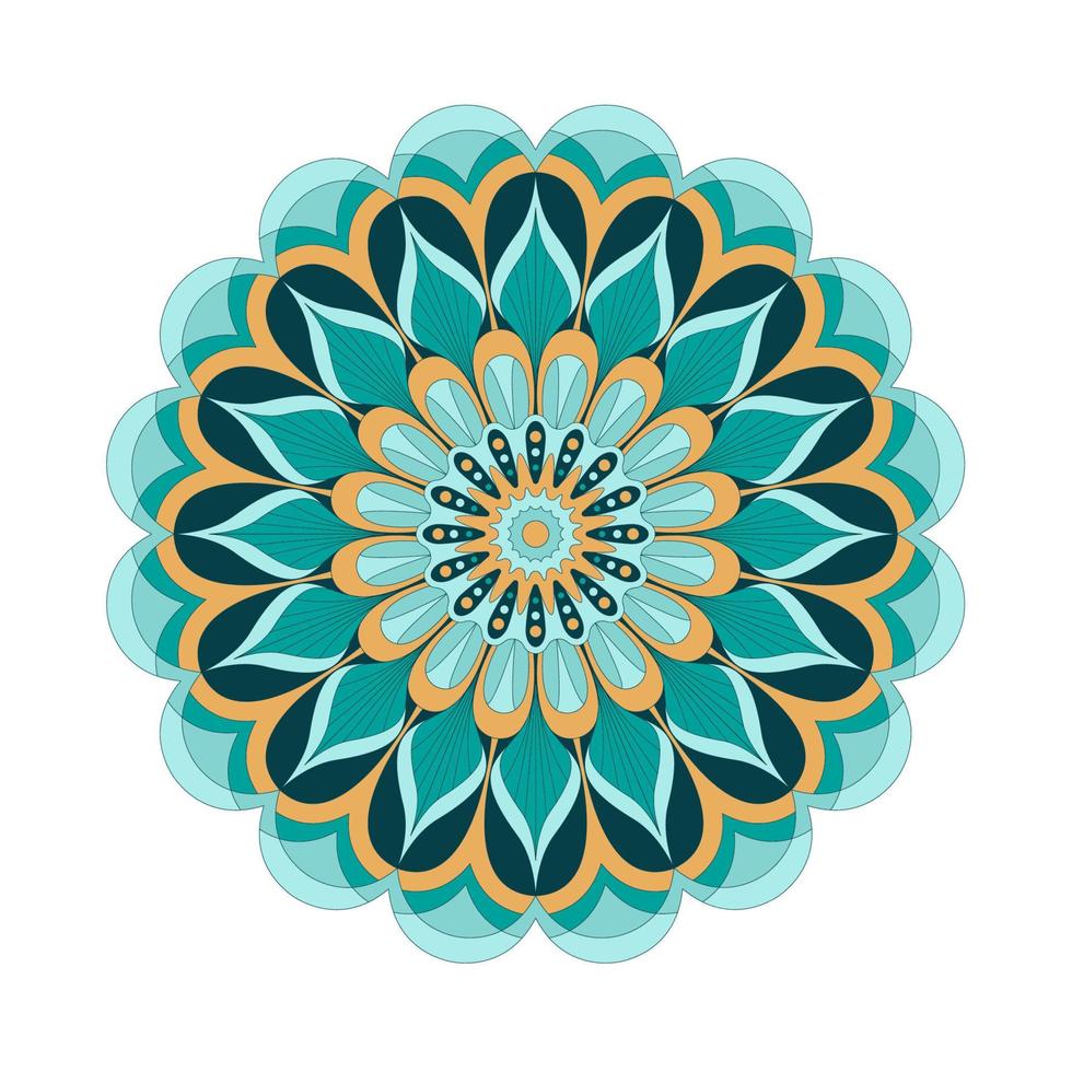 Mandala vector. A symmetrical round green monochrome ornament. Ethnic draw vector