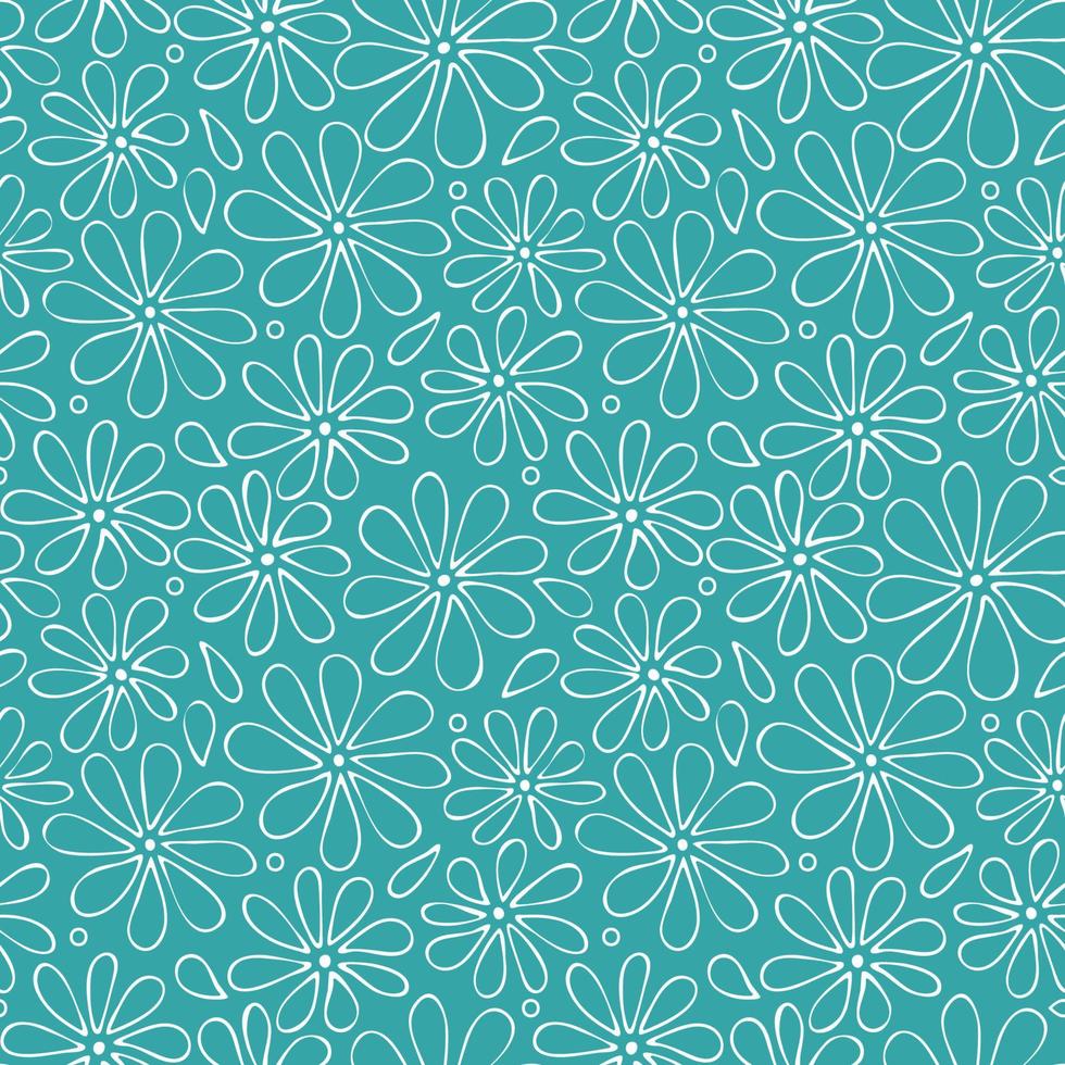 Vector seamless natural pattern. Light contour floral print. Children's background