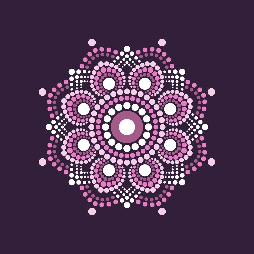 Monochrome vector dot painting mandalas. Aboriginal style of dot painting