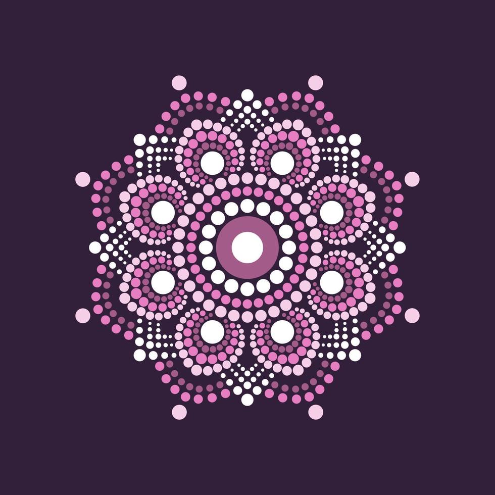 Monochrome vector dot painting mandalas. Aboriginal style of dot painting