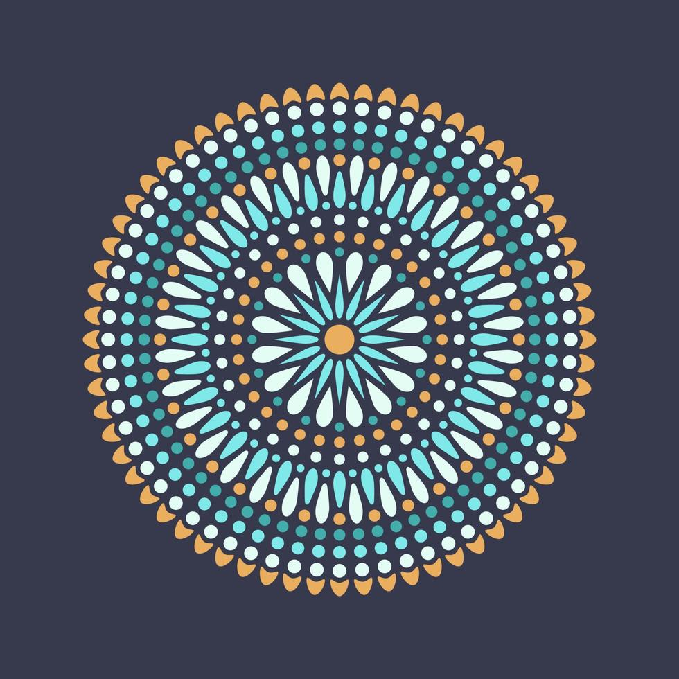 la pintura de puntos se encuentra con los mandalas. estilo aborigen de pintura de puntos y poder de mandala. flor decorativa vector