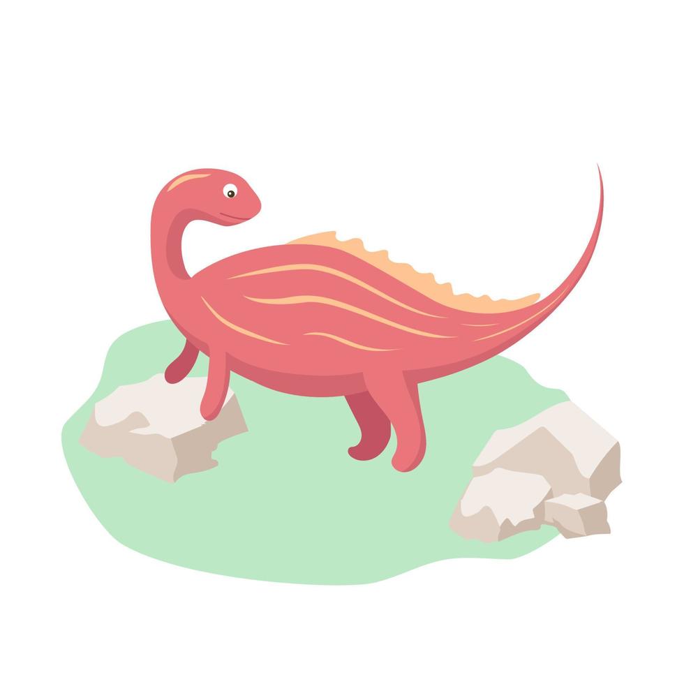 Cartoon funny dinosaur. Cute child vector illustration. Apricotosaurus.