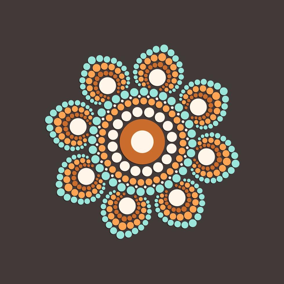 mandalas de pintura de puntos vectoriales. estilo aborigen de pintura de puntos vector