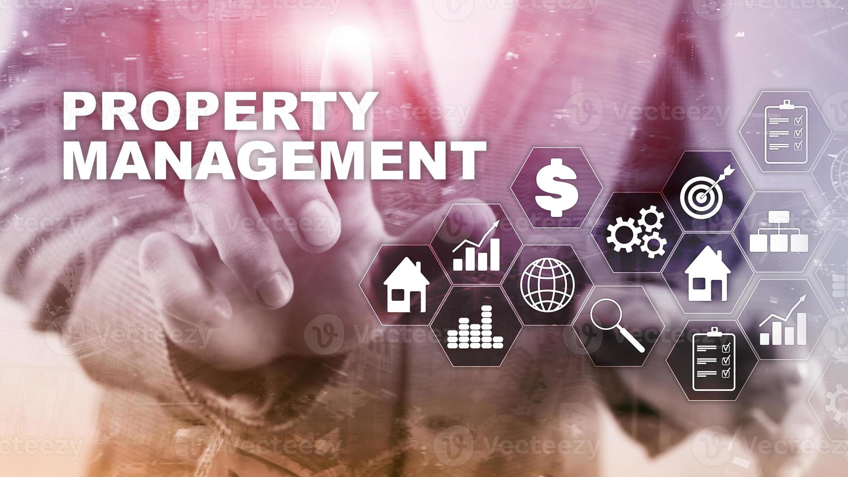 Property management. Business, Technology, Internet and network concept. Abstract Blurred Background photo