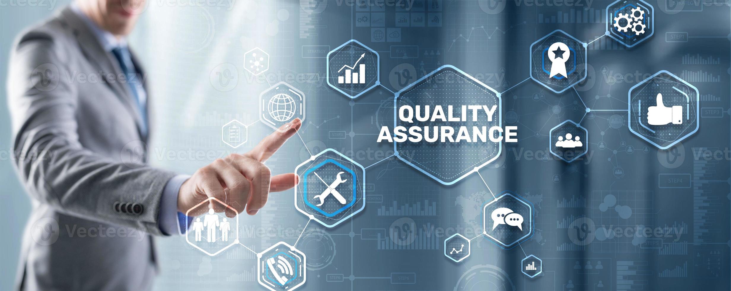 Quality Assurance ISO DIN Service Guarantee Standard Retail Concept photo