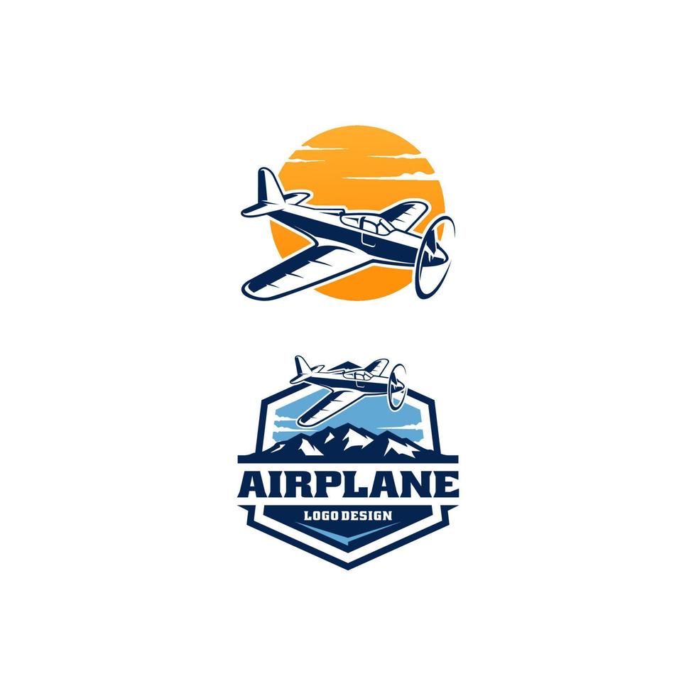 set of airplane logo and illustration vector