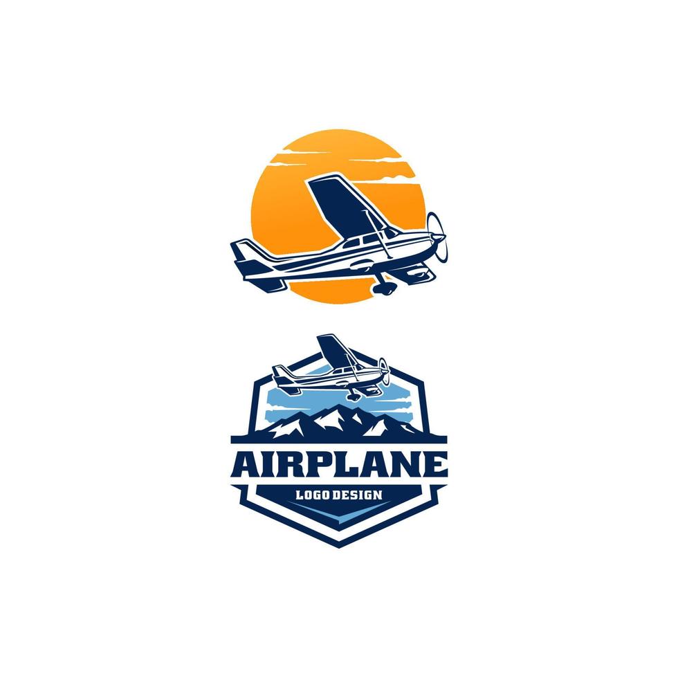 conjunto de logotipo de avión y vector de ilustración