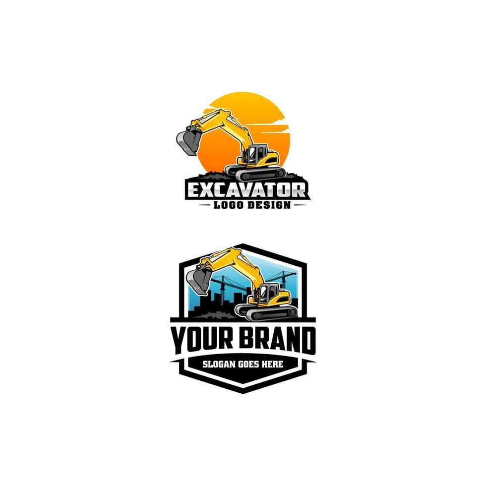 set of excavator, construction logo vector