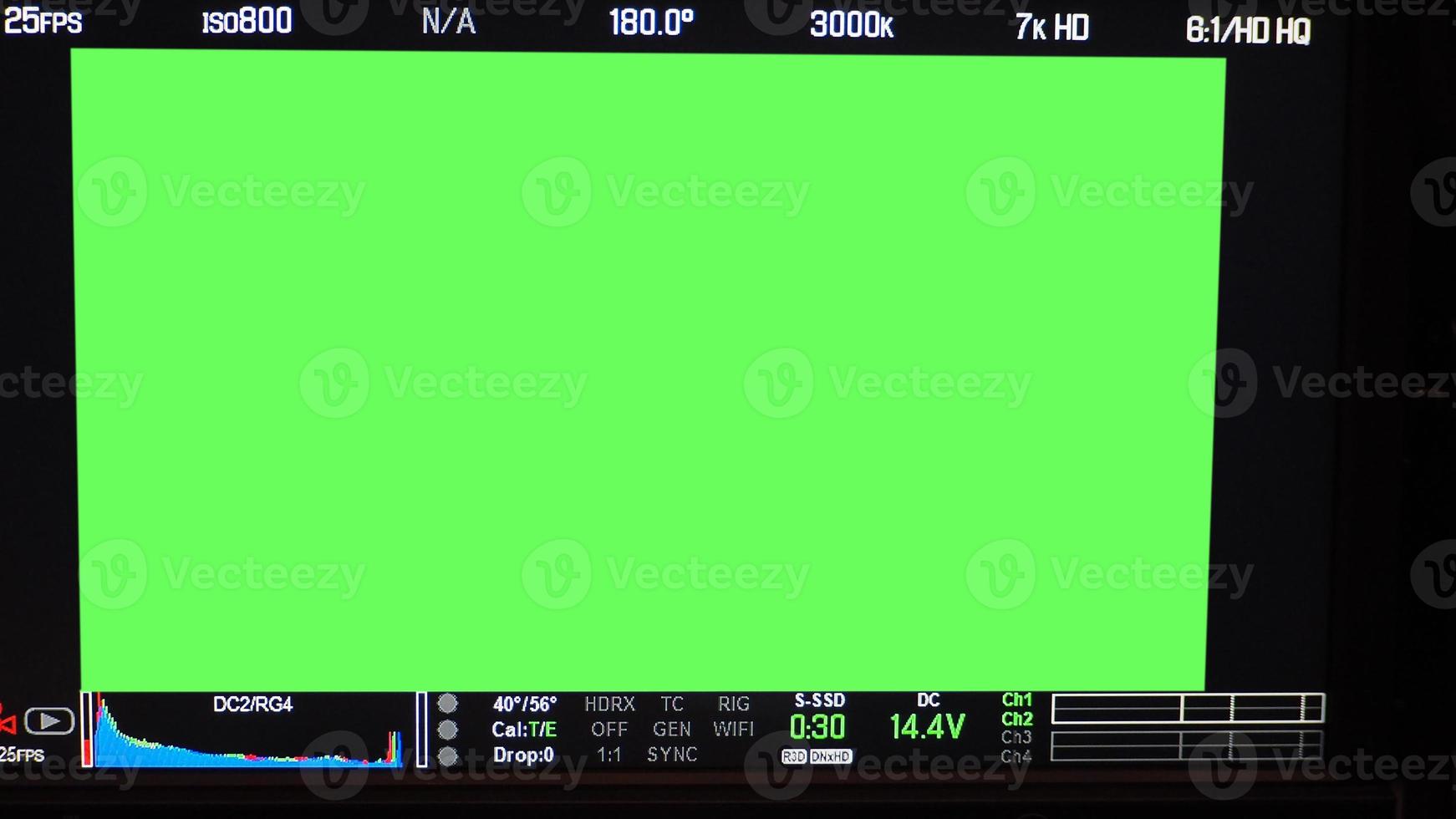 Video recording interface. VDO production recording camera viewfinder on monitor. photo