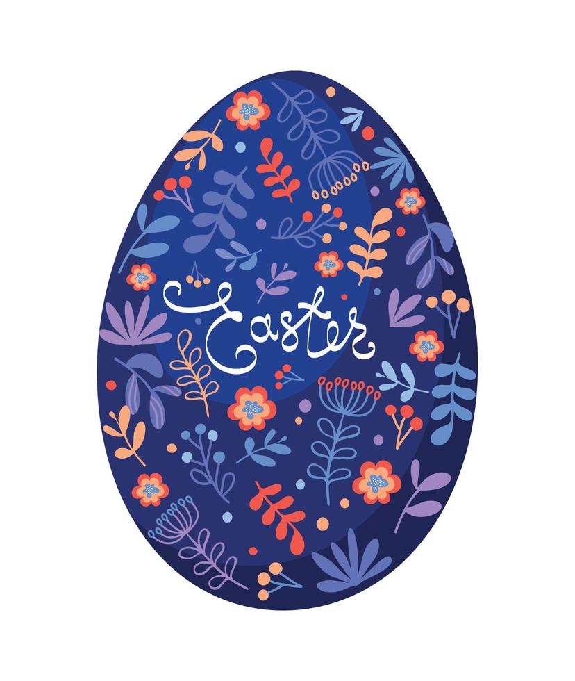 Happy Easter.  Easter egg with flowers. Spring flower illustration. vector