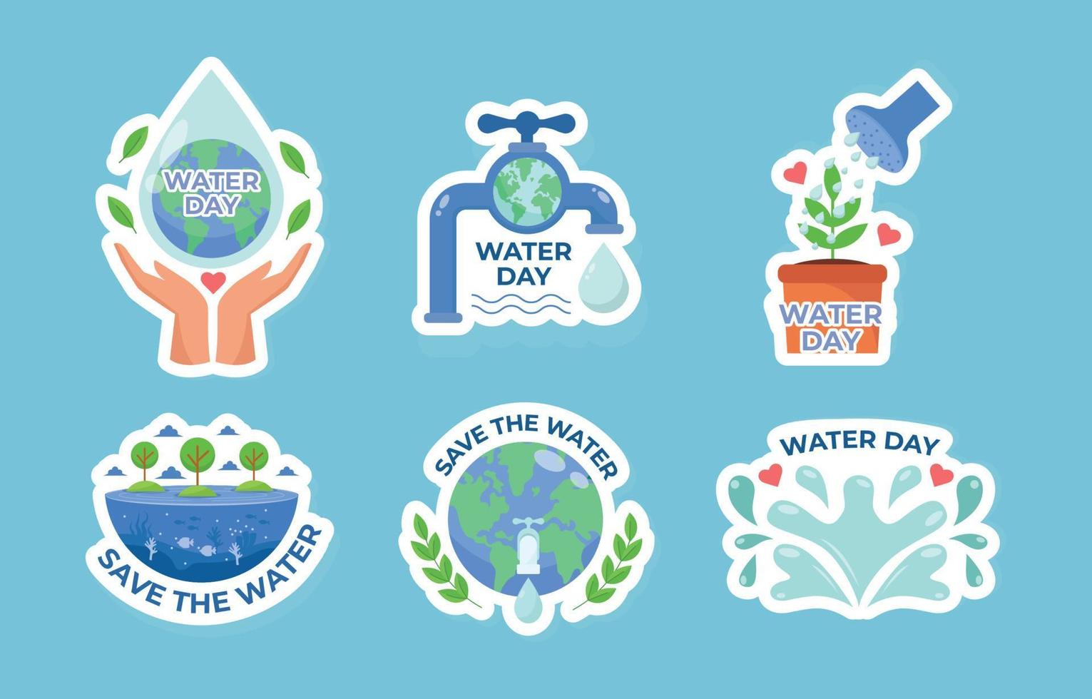 Water Day Sticker Set vector