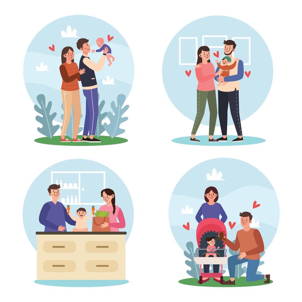Parent And Baby in Family Character Collection vector