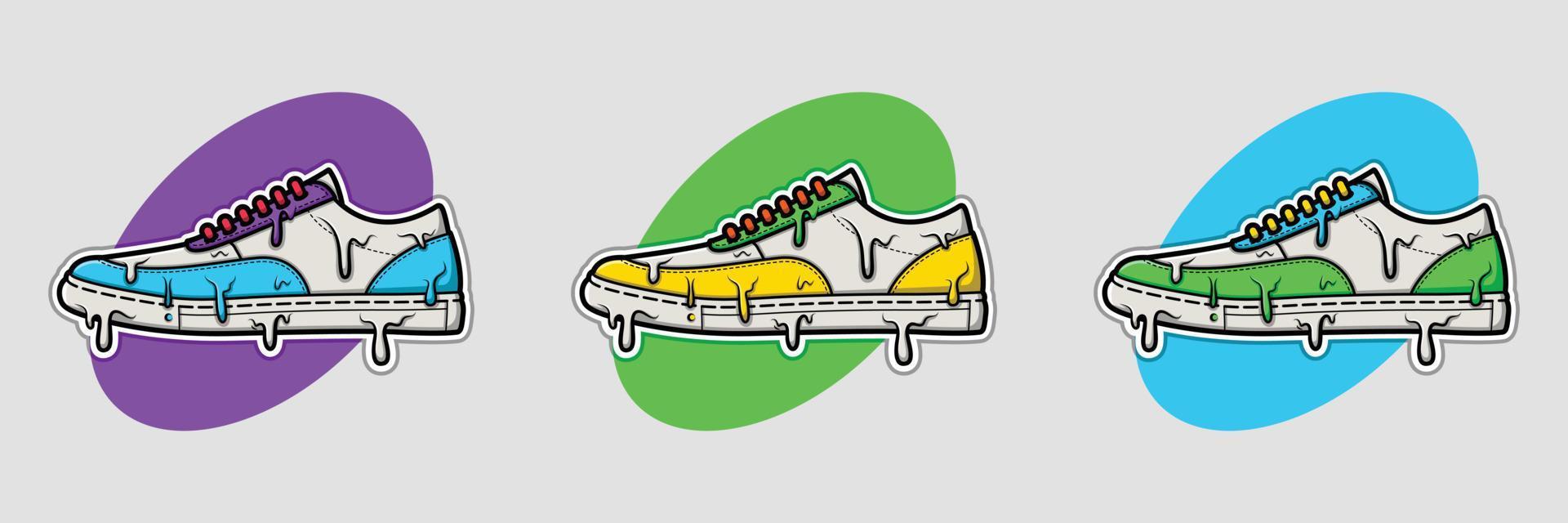 ilustración de zapatos de zapatillas con diferentes colores vector