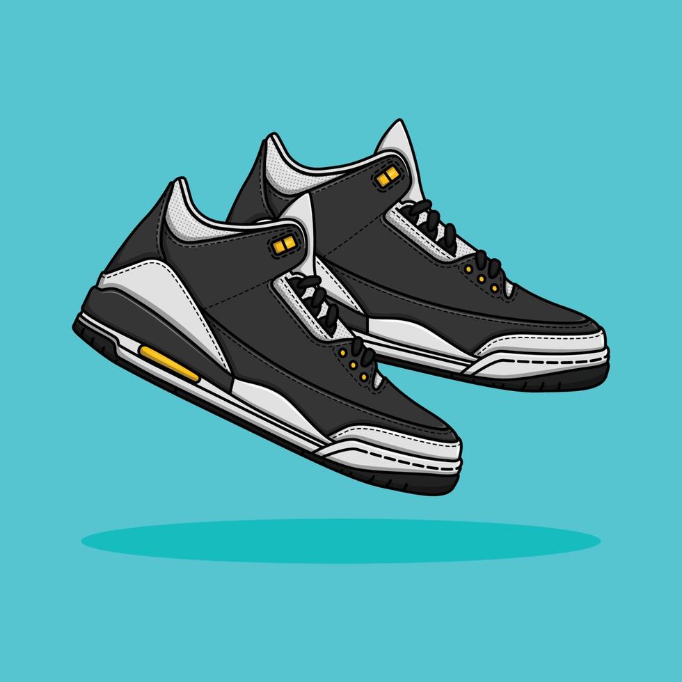 black sneakers vector illustration