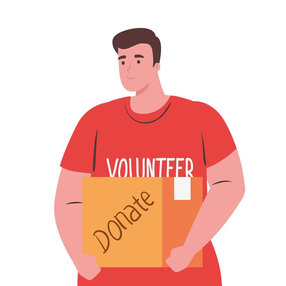 volunteer man with donate box vector design