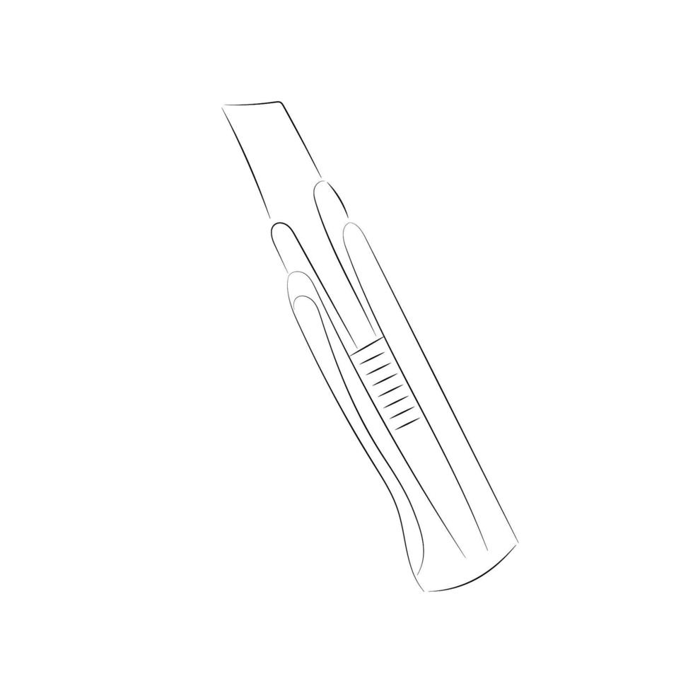 arte de línea de cuchillo de papelería. cuchillo. papelería de cuchillos. cuchillo de papelería estilo plano. vector