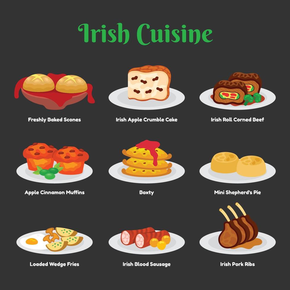 Set Of Irish Foods for St. Patricks Day Icons vector