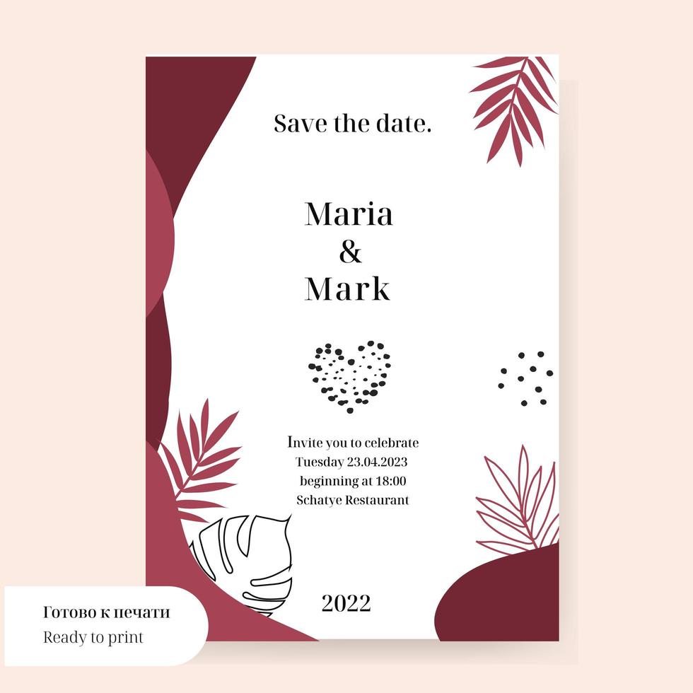 Luxury wedding invitation, modern greeting card design, elegant vector template