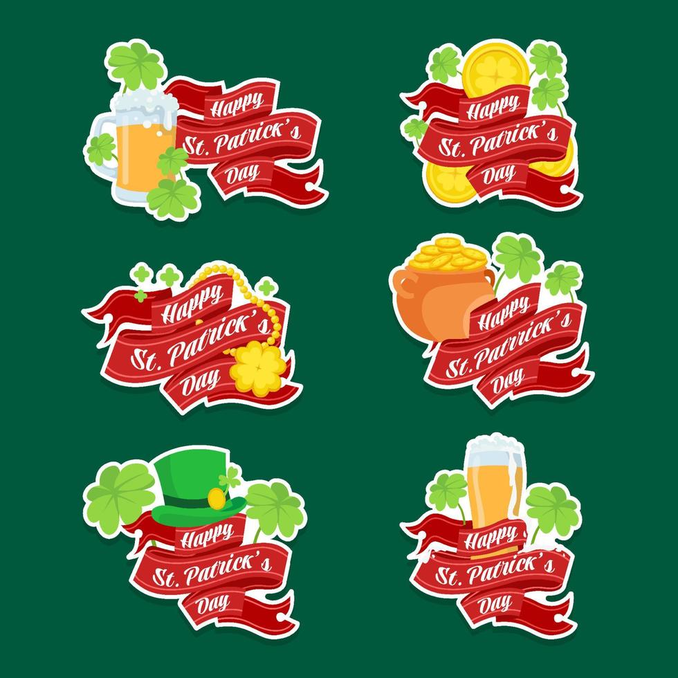 Happy Saint Patrick Day Iconic Sticker Collection vector