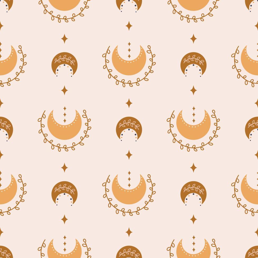 Cute boho moon seamless pattern. Creative childish print for fabric, wrapping, textile, wallpaper, apparel. Vector digital paper.