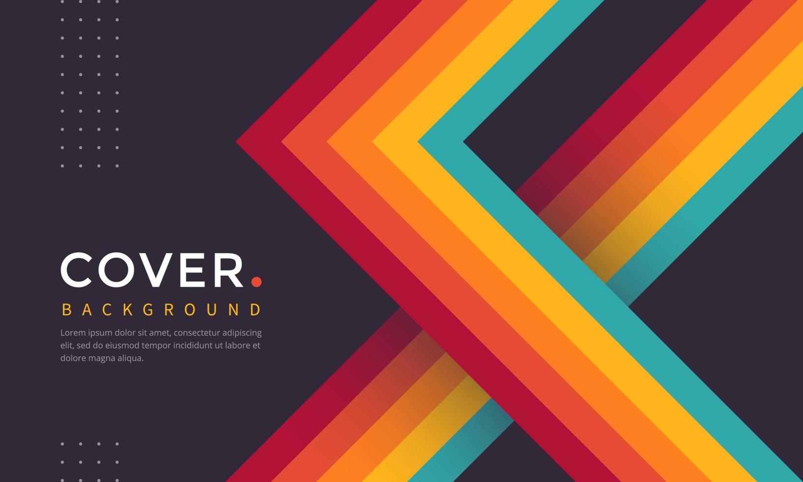 Colourful abstract retro lines cover background vector