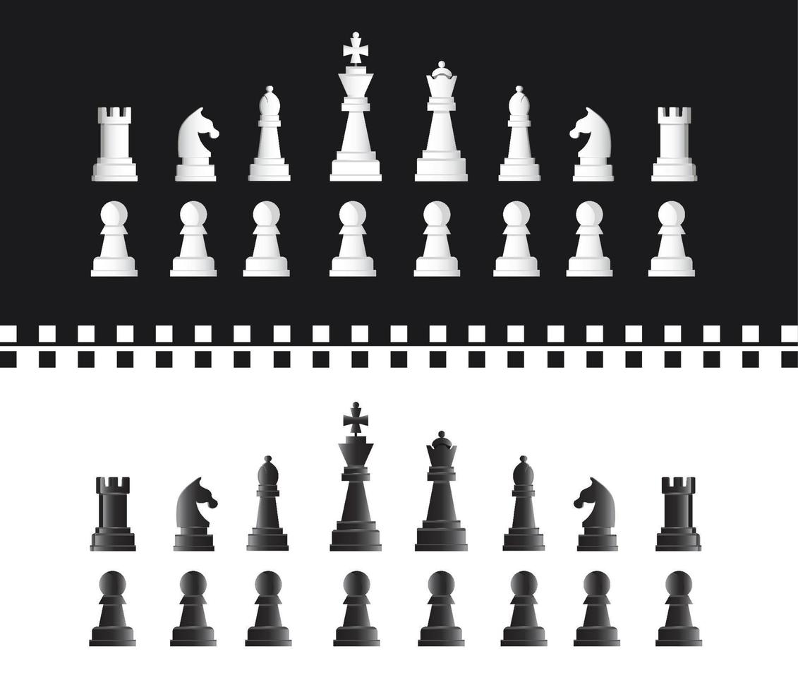 chess pieces , Set of black and white chess pieces vector