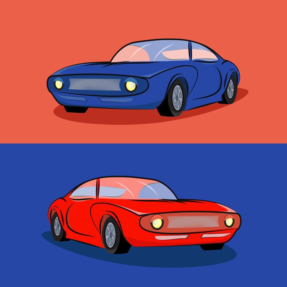 automóvil deportivo, ilustración de automóvil deportivo azul y rojo Todas las ilustraciones son fáciles de usar y altamente personalizables, con capas lógicas para satisfacer sus necesidades. vector