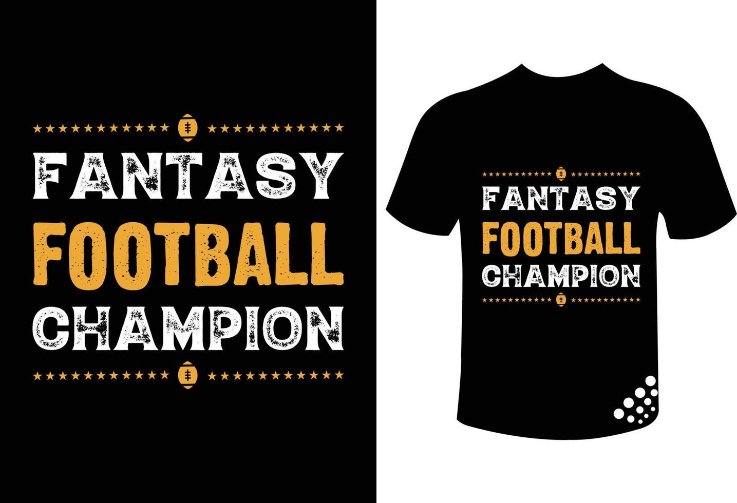 Fantasy football champion motivational typography t-shirt design for soccer vector